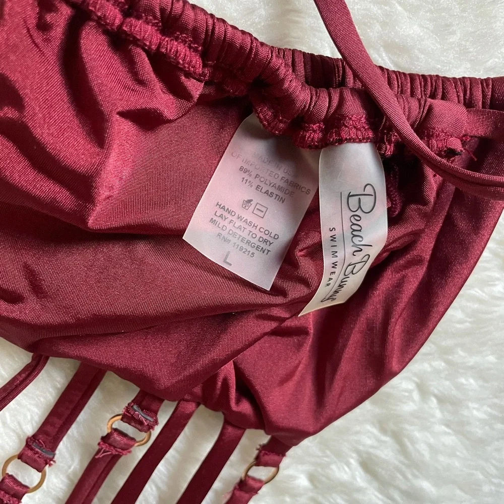 Beach Bunny Burgundy Strappy Triangle Bikini